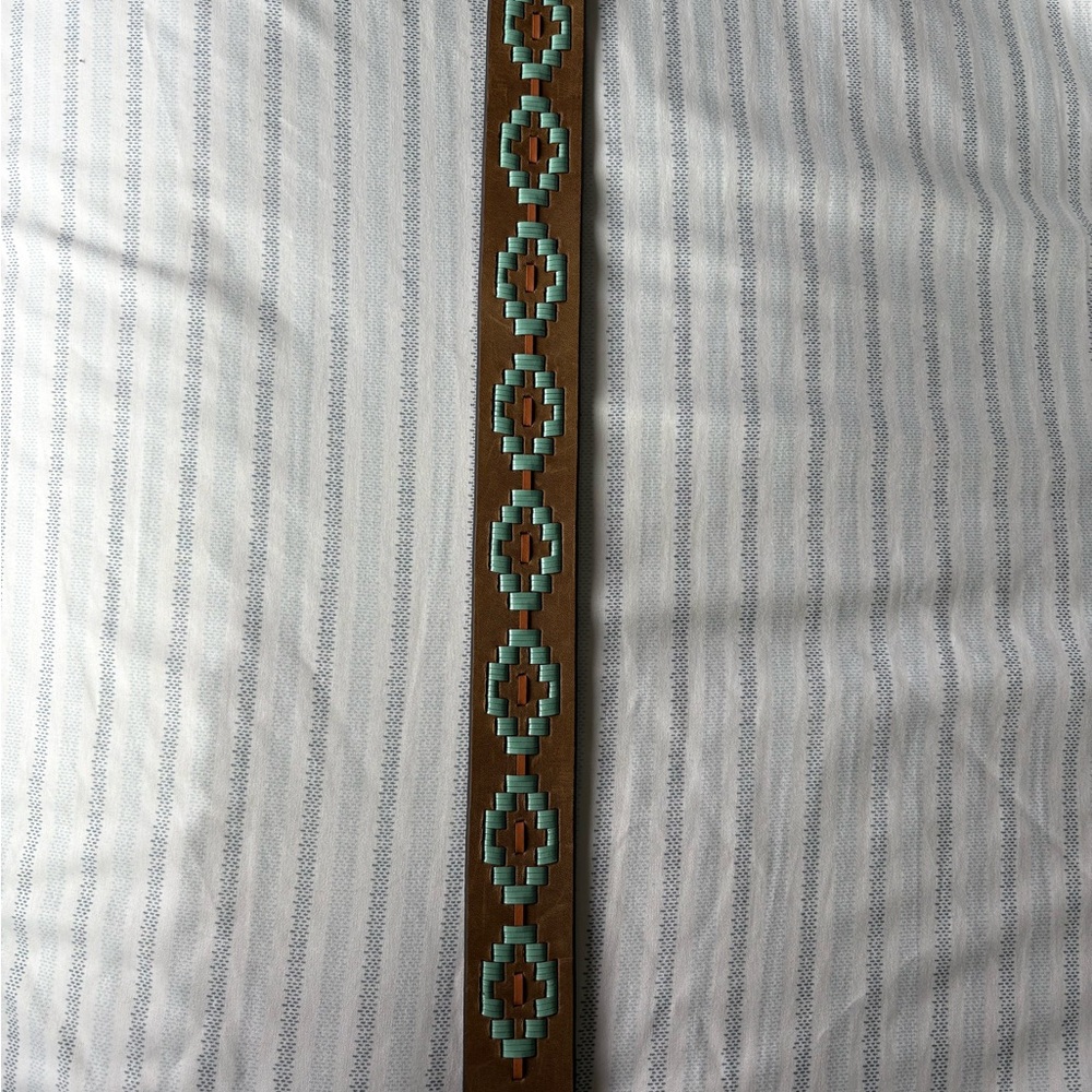 Ariat Brown Belt with Turquoise Accents